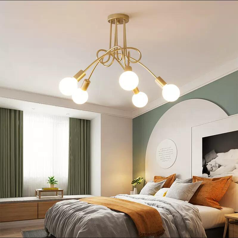 Cross-border industrial style multi-head bent tube wrought iron chandelier simple American personality small chandelier living room dining room bedroom chandelier without light source 3 heads white - Image 4