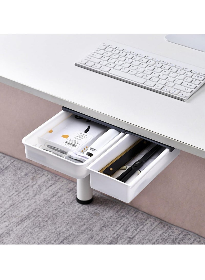 KASTWAVE 2-Pack Under Desk Storage Drawers - Medium & Small Size Organizer Trays - Desk Drawer for Office, Home Workspace Organization - Image 1