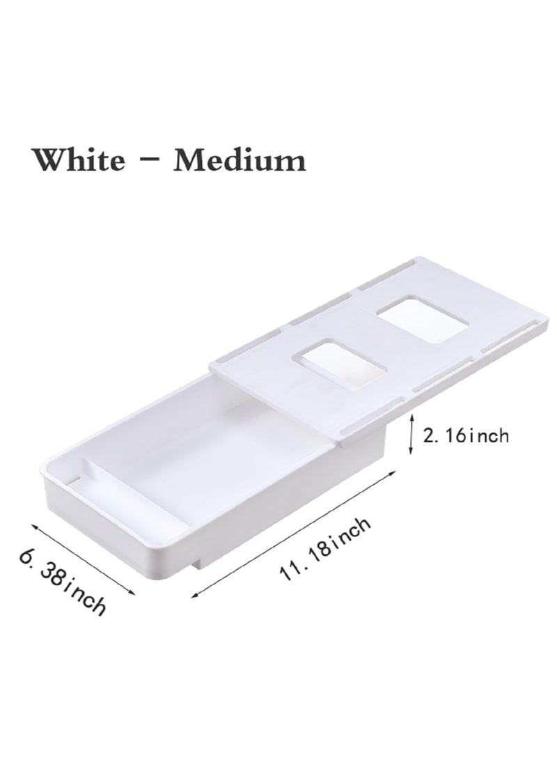 KASTWAVE 2-Pack Under Desk Storage Drawers - Medium & Small Size Organizer Trays - Desk Drawer for Office, Home Workspace Organization - Image 5