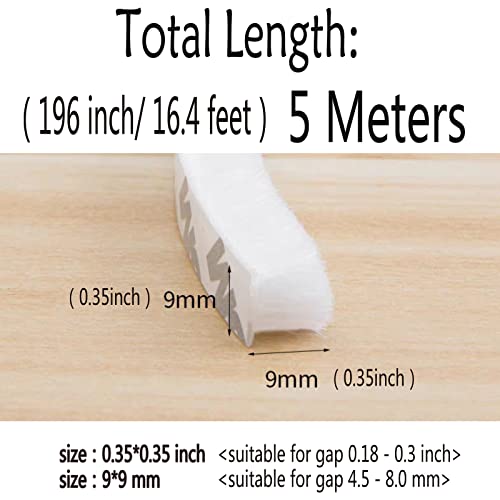 Zhilokdor Weather Stripping Brush for Sliding Windows/Doors Frame Side,Pile Self Adhesive Weatherstrip Seal Strip Sealer Draft Stoppers (16.5ft x11/32 x 11/32 Brush inch, White) - Image 2