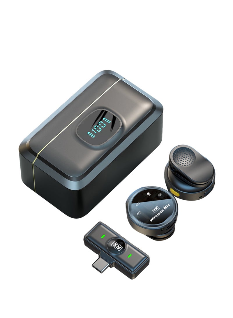 ميكروفون لاسلكي للياقة البدنية لأجهزة iPhone/Android/الكاميرا/الكمبيوتر الشخصي/الكمبيوتر المحمول، ميكروفون لاسلكي احترافي USB C متضمن مع خاصية تقليل الضوضاء، بطارية تدوم 48 ساعة للتدوين المرئي، وتسجيل الفيديو، والبث المباشر - Image 1