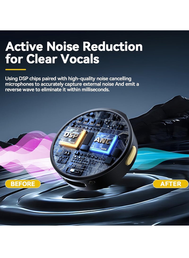 ميكروفون لاسلكي للياقة البدنية لأجهزة iPhone/Android/الكاميرا/الكمبيوتر الشخصي/الكمبيوتر المحمول، ميكروفون لاسلكي احترافي USB C متضمن مع خاصية تقليل الضوضاء، بطارية تدوم 48 ساعة للتدوين المرئي، وتسجيل الفيديو، والبث المباشر - Image 2