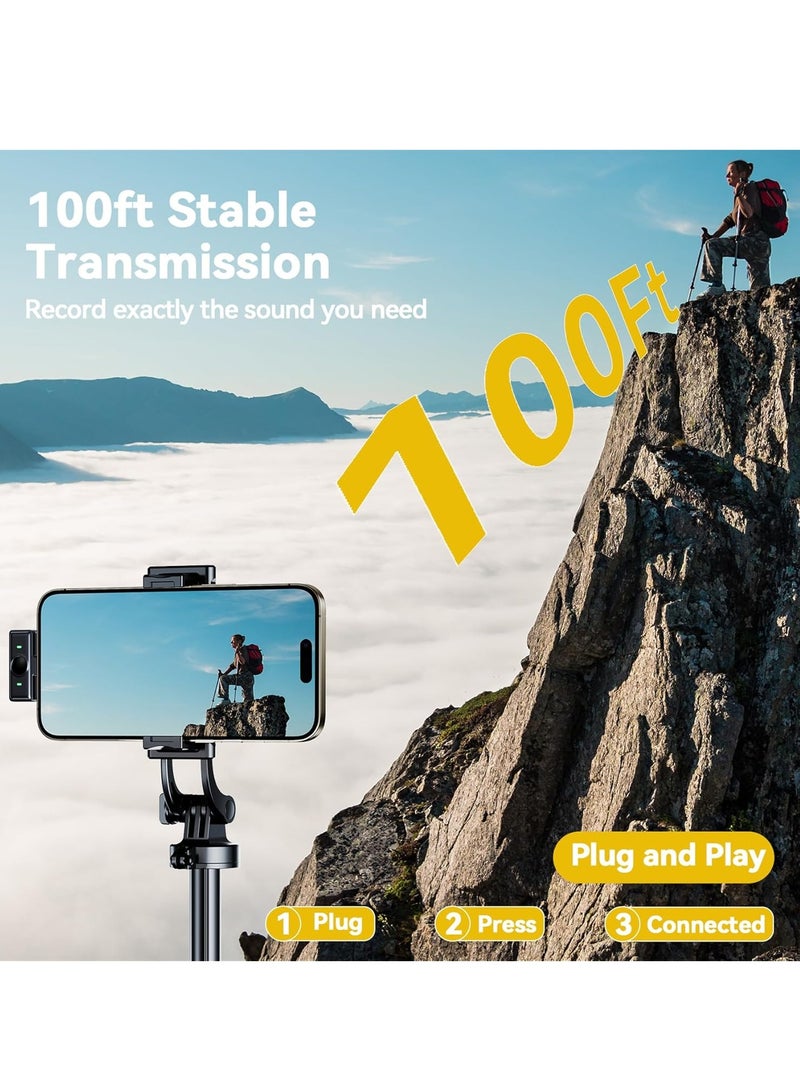 ميكروفون لاسلكي للياقة البدنية لأجهزة iPhone/Android/الكاميرا/الكمبيوتر الشخصي/الكمبيوتر المحمول، ميكروفون لاسلكي احترافي USB C متضمن مع خاصية تقليل الضوضاء، بطارية تدوم 48 ساعة للتدوين المرئي، وتسجيل الفيديو، والبث المباشر - Image 3