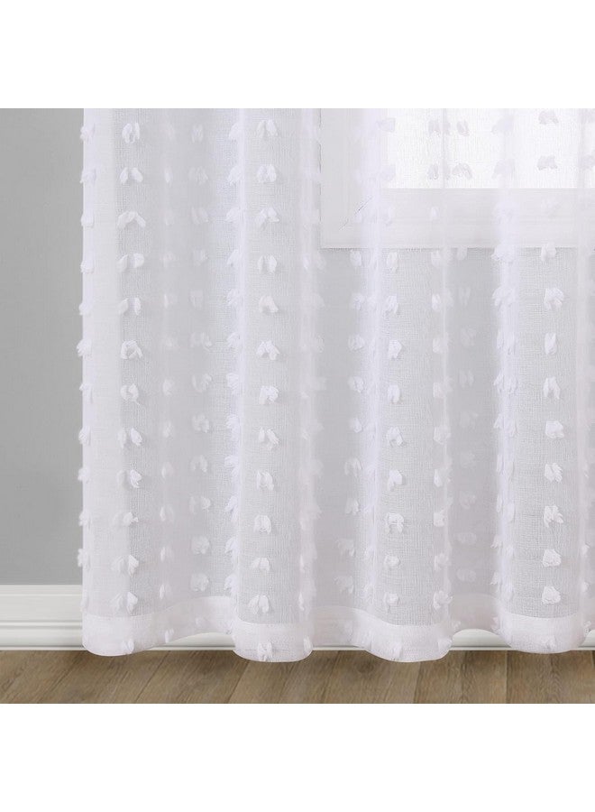 House of Quirk Pom Pom Grommet Sheer Curtains 9 Feet 2 Panels for Living Dining Room Textured Curtain for Bedroom Light Filtering Semi Sheer Voile Boho Curtain Panels Pack of 2 (Grey, 108 Inch) - Image 4