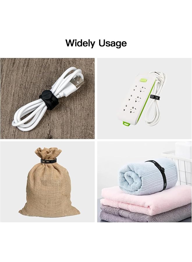 erorex Silicone Cable Ties Reusable Washable Adjustable For Cable Management 10 Pack Black - Image 3