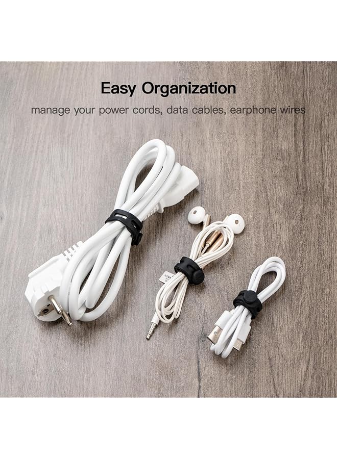 erorex Silicone Cable Ties Reusable Washable Adjustable For Cable Management 10 Pack Black - Image 4