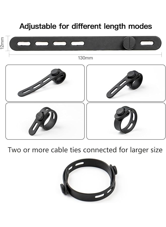 erorex Silicone Cable Ties Reusable Washable Adjustable For Cable Management 10 Pack Black - Image 2
