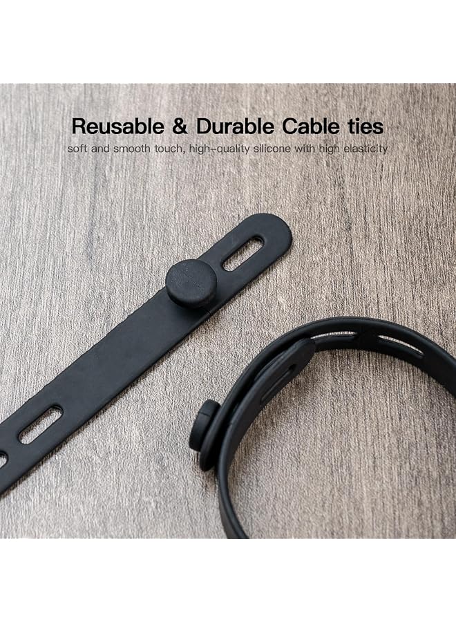 erorex Silicone Cable Ties Reusable Washable Adjustable For Cable Management 10 Pack Black - Image 5