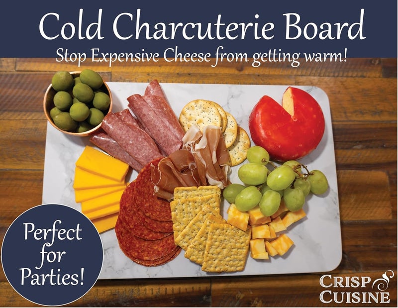Johnny World Chill & Serve Charcuterie Board Set with Reusable Ice Pack - Elegant Marble Design - Keeps Cheese, Meat, Veggies, & Sushi Fresh and Cold - Perfect for Parties, & Entertaining - Image 2