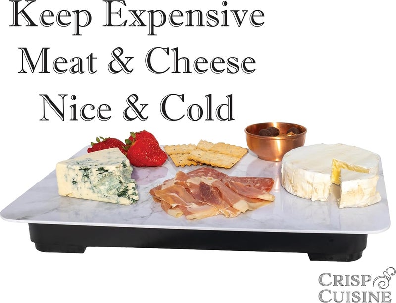 Johnny World Chill & Serve Charcuterie Board Set with Reusable Ice Pack - Elegant Marble Design - Keeps Cheese, Meat, Veggies, & Sushi Fresh and Cold - Perfect for Parties, & Entertaining - Image 4