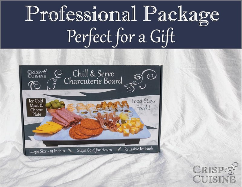 Johnny World Chill & Serve Charcuterie Board Set with Reusable Ice Pack - Elegant Marble Design - Keeps Cheese, Meat, Veggies, & Sushi Fresh and Cold - Perfect for Parties, & Entertaining - Image 5