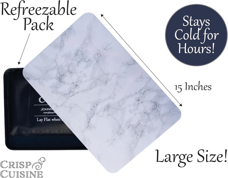 Johnny World Chill & Serve Charcuterie Board Set with Reusable Ice Pack - Elegant Marble Design - Keeps Cheese, Meat, Veggies, & Sushi Fresh and Cold - Perfect for Parties, & Entertaining - Image 3