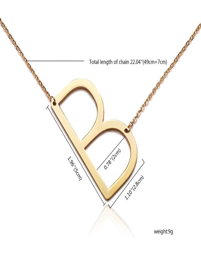 RINHOO Stainless Steel Gold Initial Alphabet 26 Letters Script Name Pendant Chain Necklace from A-Z(B) - Image 5