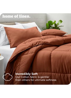 Home of linens Cotton - Plain - Heavy Comforter - 2.8Kgs - Down Alternative Filling - (For Matress 100cm/120cm) - Size (180cm x 240cm) - Brown  - Image 2