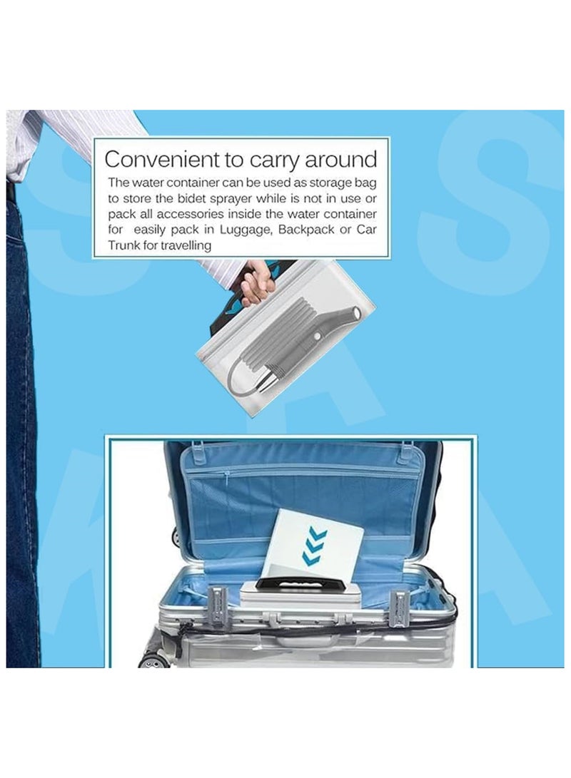 LC Portable Shattaf Travel Bidet Sprayer For Hygiene Cleaning With 2.3L Water Container - Image 4
