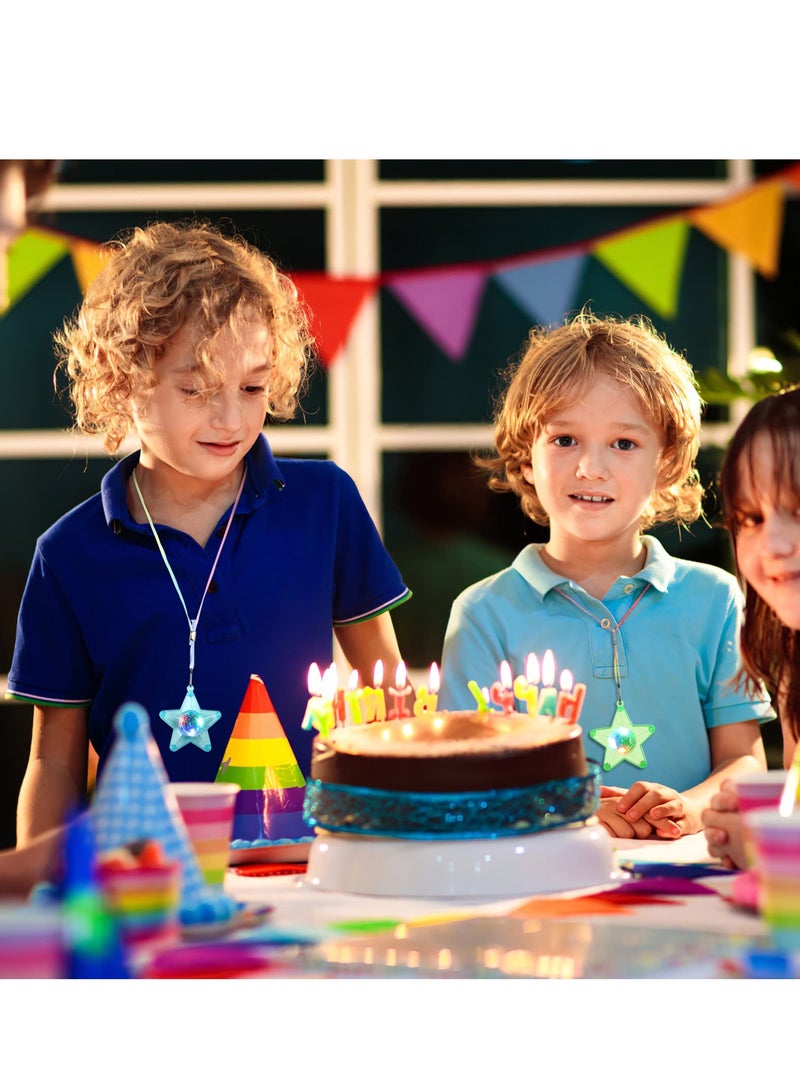 Zikra 8Pcs Flashing LED Necklaces with Sparkle Star & Heart Pendants - Glow in The Dark Light Up Necklace Set for Kids & Adults, Party Favors in Random Colors - Image 2