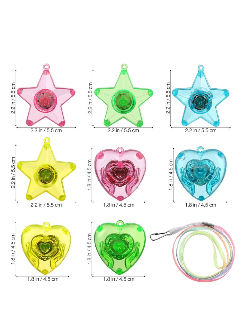 Zikra 8Pcs Flashing LED Necklaces with Sparkle Star & Heart Pendants - Glow in The Dark Light Up Necklace Set for Kids & Adults, Party Favors in Random Colors - Image 4