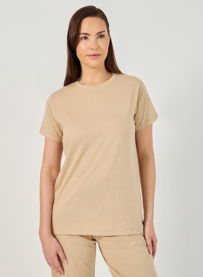 Styli Solid Round Neck T-Shirt and Pyjama Set - Image 2