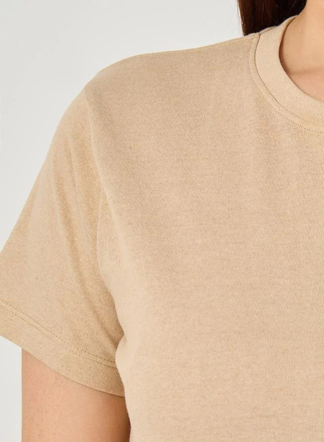 Styli Solid Round Neck T-Shirt and Pyjama Set