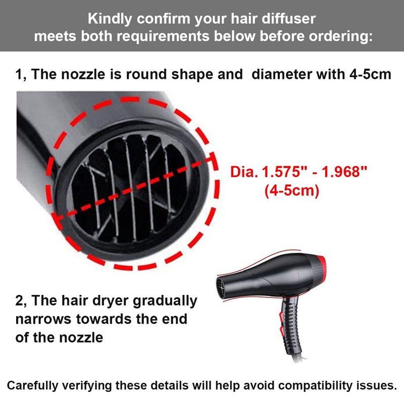 KingKam Collapsible Silicone Hair Dryer Diffuser - Travel and Easy Storage - Fit Most Hair Dryers with Nozzle Diameter D-1.575Inch to 1.968 Inch (4-5cm) - Gray - Image 4