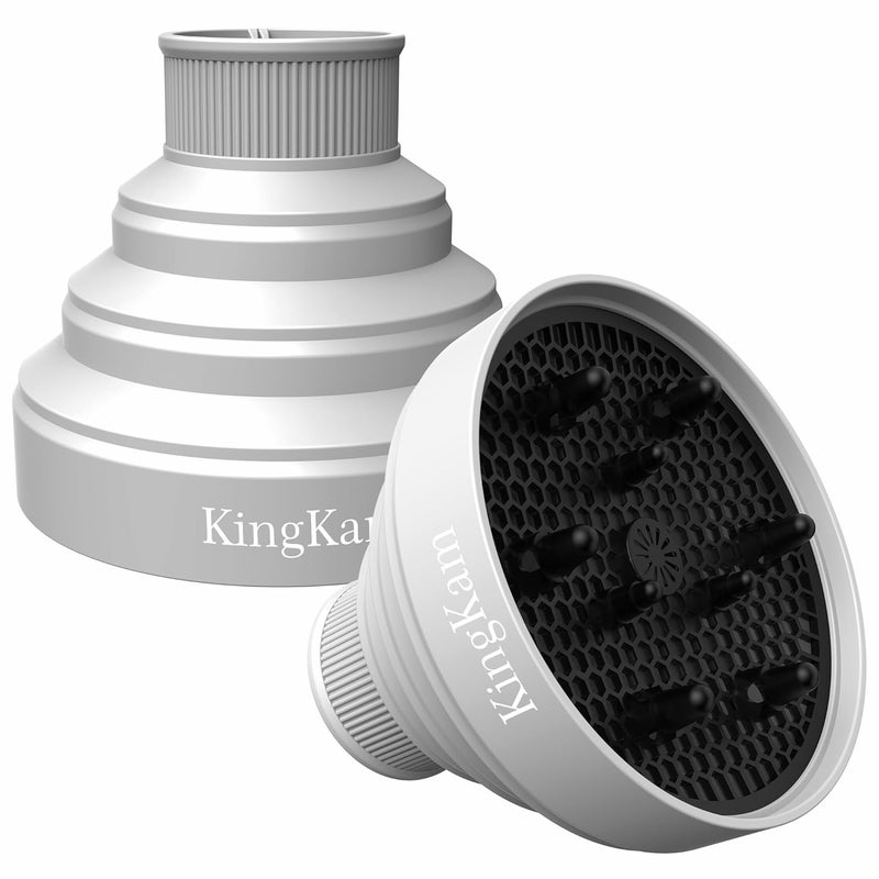 KingKam Collapsible Silicone Hair Dryer Diffuser - Travel and Easy Storage - Fit Most Hair Dryers with Nozzle Diameter D-1.575Inch to 1.968 Inch (4-5cm) - Gray - Image 1