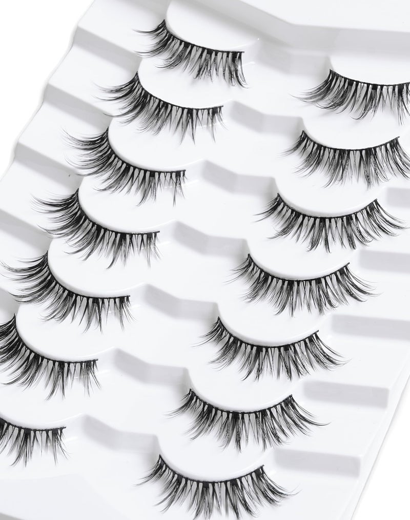 Onlyall Natural Lashes Wispy Lashes Natural Look False Eyelashes Natural Flared Eyelashes False Eye Lashes Soft Fluffy Lashes 7 Pairs D13 Sexy Cat Eye-10mm - Image 5