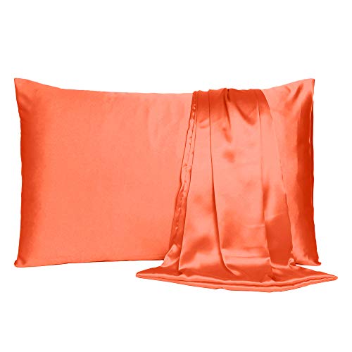 Oussum Satin Silk Pillowcase Pillow Case Covers with Envelop Closure for Hair and Skin Home Bed Decor Set of 2 Pillowcase Free 3 pcs scrunchies (Standard, Golden Poppy Orange) - Image 3