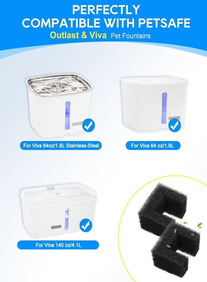Cunina Foam Filters Replacement Compatible with PetSafe Viva Cat Water Fountain 64oz & 140oz, Pet Drinking Fountain Filter Replacement, Sponge Filter for Cat & Dog 6 Pack - Image 2