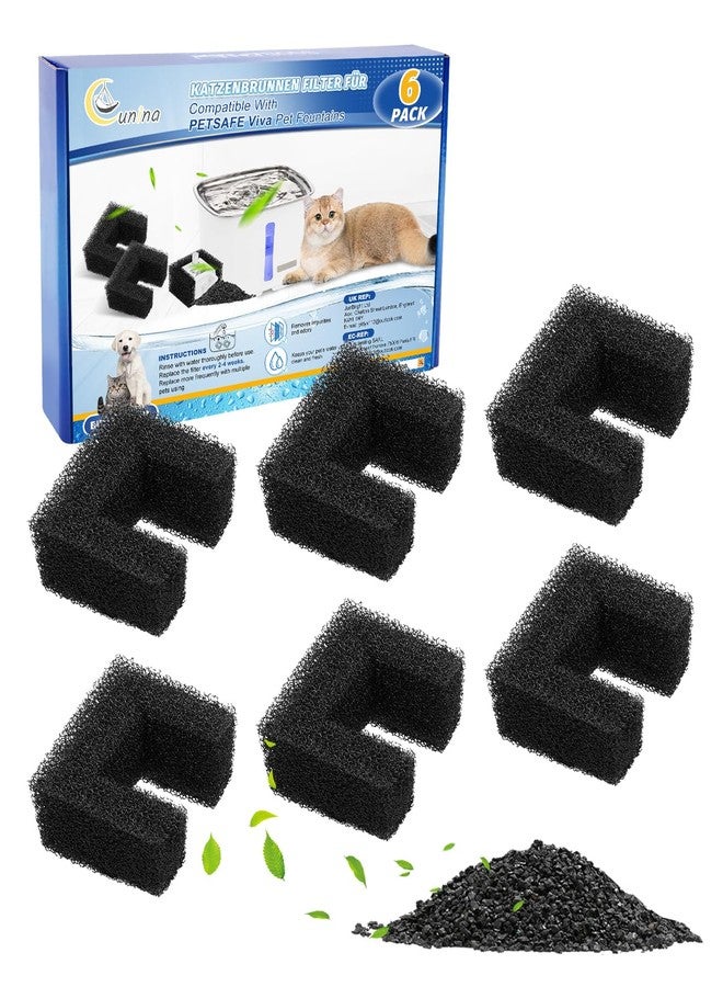 Cunina Foam Filters Replacement Compatible with PetSafe Viva Cat Water Fountain 64oz & 140oz, Pet Drinking Fountain Filter Replacement, Sponge Filter for Cat & Dog 6 Pack - Image 1