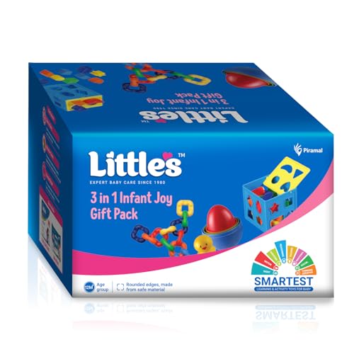 Little's 3 in 1 Infant Joy Gift Pack Baby Toys | Shape sorter Cube | Nesting Eggs | Activity Chain Links | for 1+ Years Kids | Multiple Shapes & Colors | Gifts for Kids | Educational Toy - Image 1