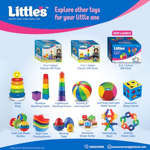 Little's 3 in 1 Infant Joy Gift Pack Baby Toys | Shape sorter Cube | Nesting Eggs | Activity Chain Links | for 1+ Years Kids | Multiple Shapes & Colors | Gifts for Kids | Educational Toy - Image 5