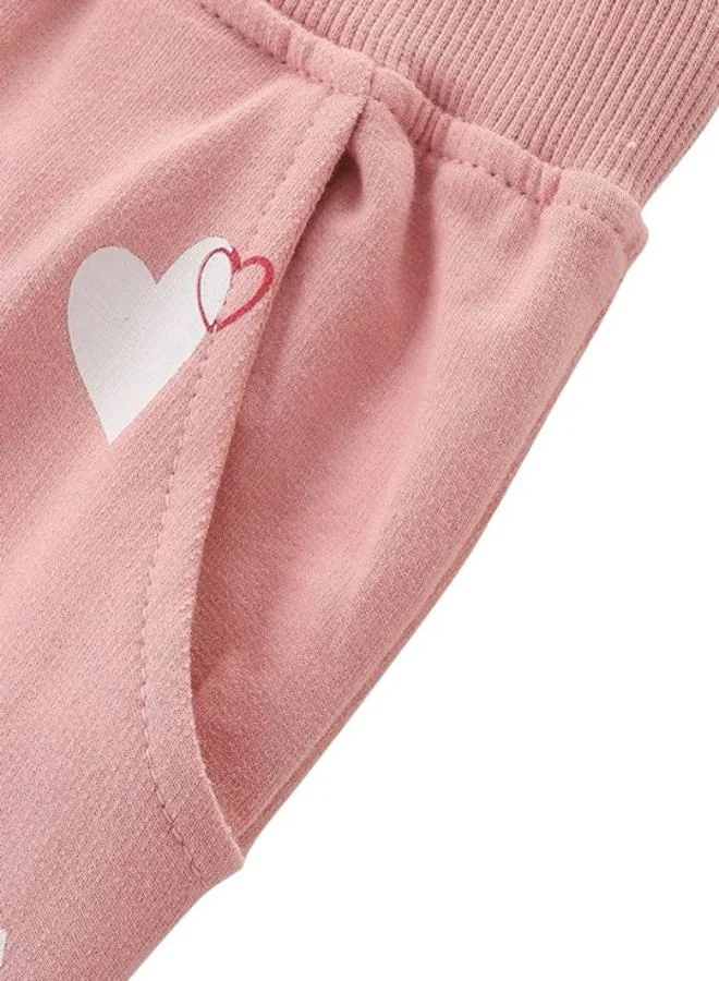 YUNIQEE Pink Regular Fit Mid Rise Printed Trackpant