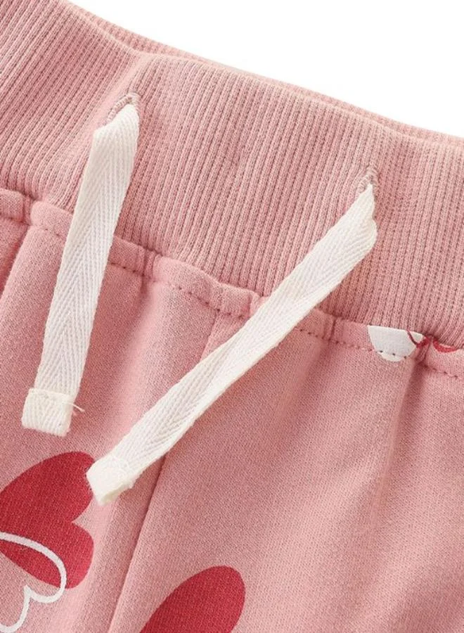 YUNIQEE Pink Regular Fit Mid Rise Printed Trackpant