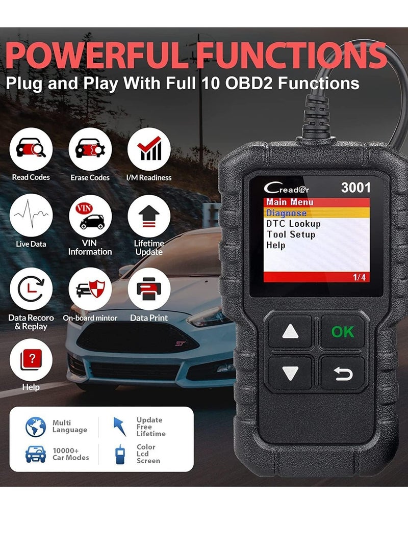 Launch Creader 3001 OBD2 Scanner Automotive Car Diagnostic Check Engine Light O2 Sensor Systems OBD Code Readers Scan Tool for All OBDII Protocol Cars Since 1996 - Image 4