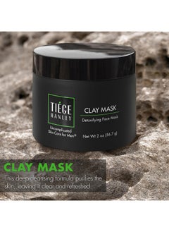 tiege hanley Tiege Hanley Mens Detoxifying Facial Clay Mask, 2 Oz (1-Pack) - Deep Pore Cleansing Charcoal Face Mask with Natural Kaolin Clay Absorbs Excess Oil & Reduces Appearance Pores - Skin Care for Men  - Image 2