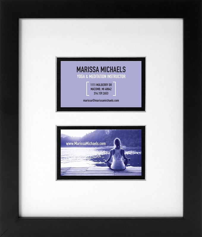 MASTERPIECE FRAMING IMAGING BUSINESS CARD DISPLAY FRAME 2 CARDS BLACK FRAME