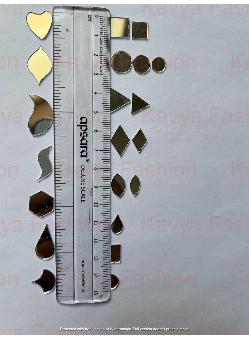 Kavya fashion All New Shape Mirror kit for Jewellery Making,Other Craft Work Like Project & lippan Art, mud Work (14 Shape of Mirror kit-Total-1400 Piece)[Free Fabric Glue Cone] (Combo of 14) - Image 2