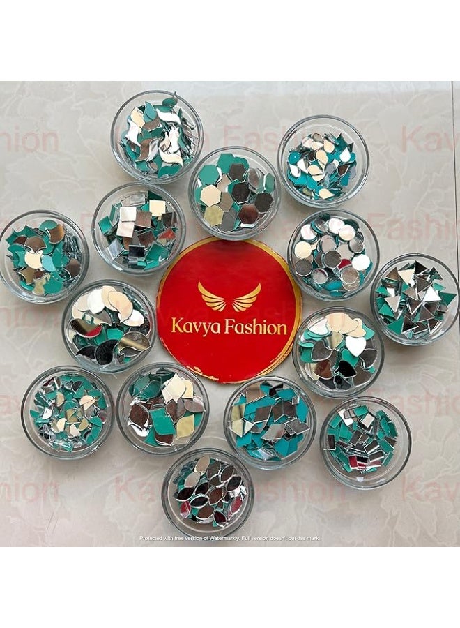 Kavya fashion All New Shape Mirror kit for Jewellery Making,Other Craft Work Like Project & lippan Art, mud Work (14 Shape of Mirror kit-Total-1400 Piece)[Free Fabric Glue Cone] (Combo of 14) - Image 3