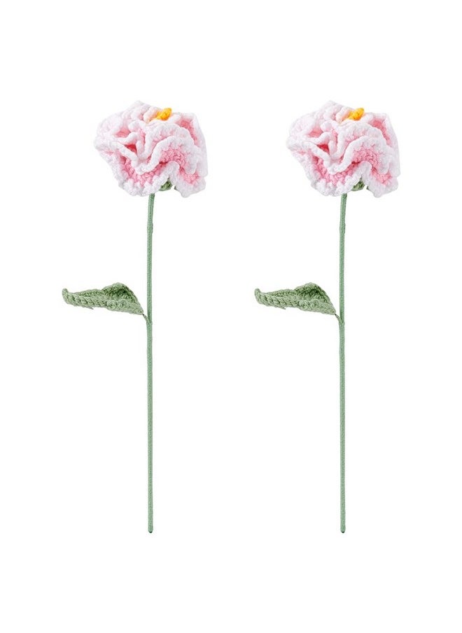 FINGERINSPIRE FINGERINSPIRE 2 PCS Handmade Crochet Peony Flowers Pink Knitted Cotton Peony Bouquet Crochet Artificial Peony Flowers Cotton Peony Realistic Flowers for Anniversary Birthday Gift Wedding Home Decor  - Image 1