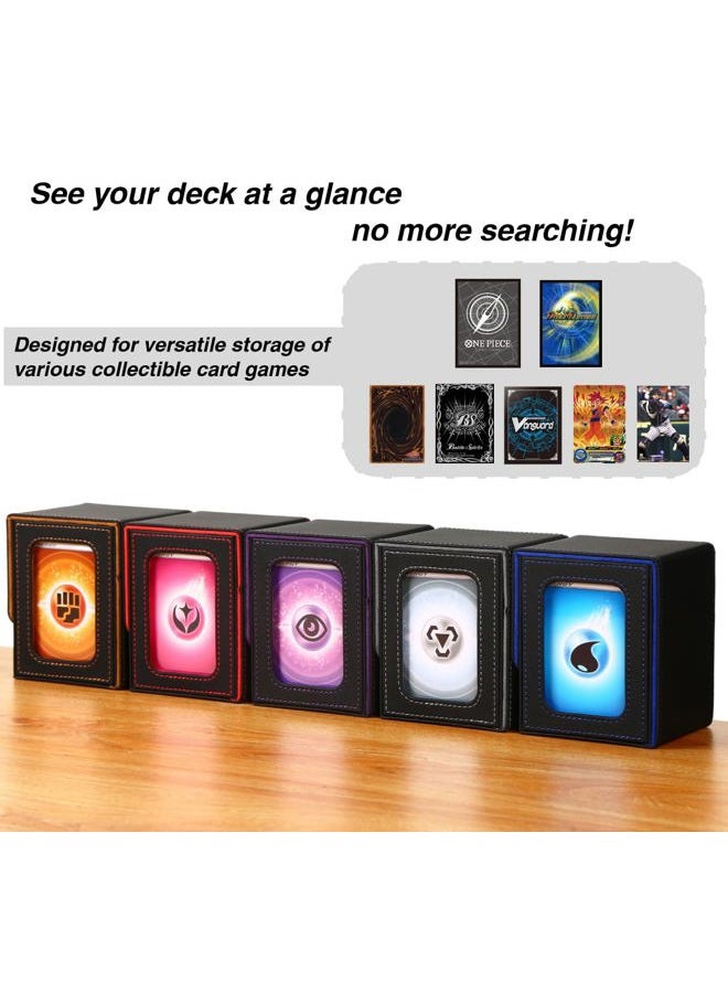 Venssu MTG Deck Box for Commander Display,Card Deck Box Fits 100 Double Sleeved Cards, TCG Card Storage Box (Black and Wathet, 1 window) - Image 5
