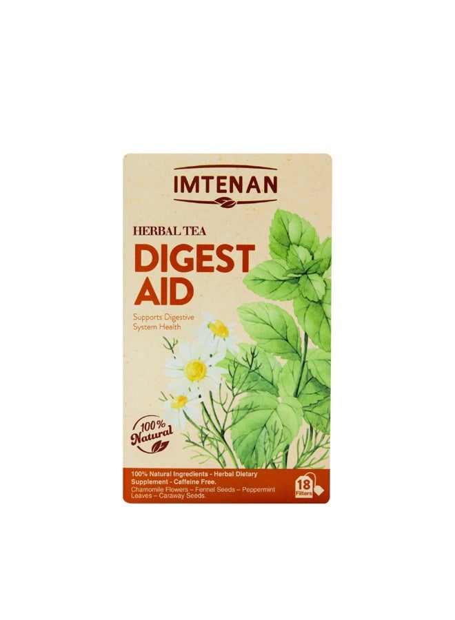 Imtenan Natural Caffeine-Free Digest Aid Herbal Infusion for Bloating and Gut Relief - 18 Filters - Image 2