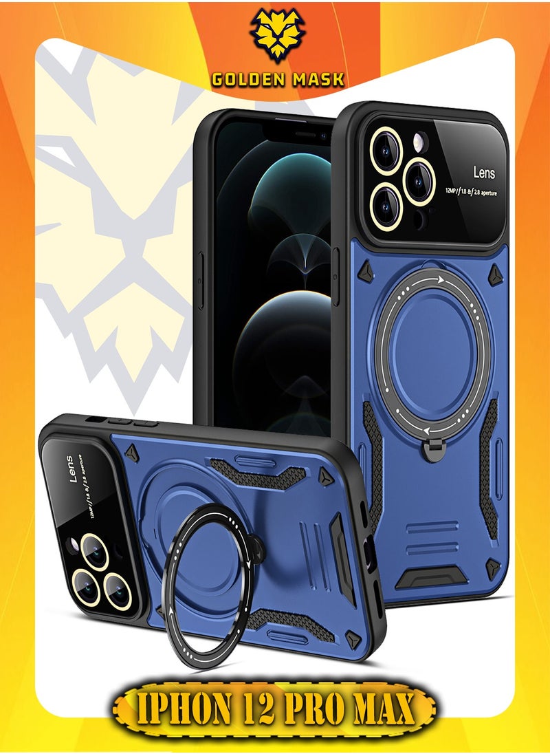 GOLDEN MASK GOLDEN MASK For iPhone 12 Pro Max Camera Lens Camera Protection Supports Wireless Charging With Magnetic Ringe (Blue) 