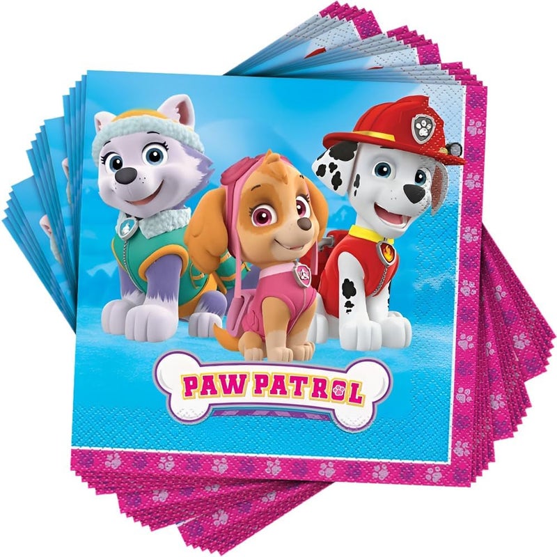 Unique Multicolor Paw Patrol Girl Luncheon Napkins 16 Count  Premium Quality Paper Eyecatching Durable  Absorbent  Perfect For Themed Celebrations - Image 1