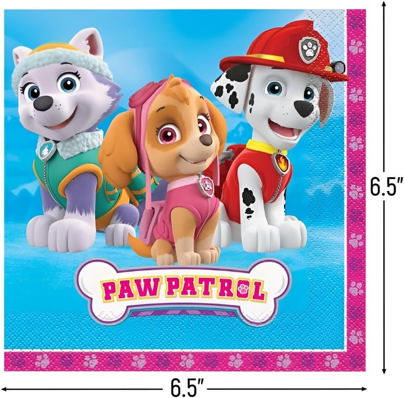 Unique Multicolor Paw Patrol Girl Luncheon Napkins 16 Count  Premium Quality Paper Eyecatching Durable  Absorbent  Perfect For Themed Celebrations - Image 2