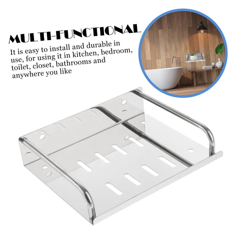 Modern Stainless Steel Bathroom Wall Mounted Floating Shelf Soap Basket Storage Rack - Image 5