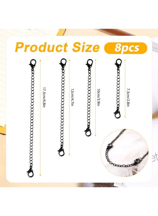 KINBOM 8Pcs Extension For Necklace 4 Size Jewelry Extenders Necklace Chain Extender Extension Chain For Jewelry Making Necklace Bracelet Anklet (Black) - Image 2