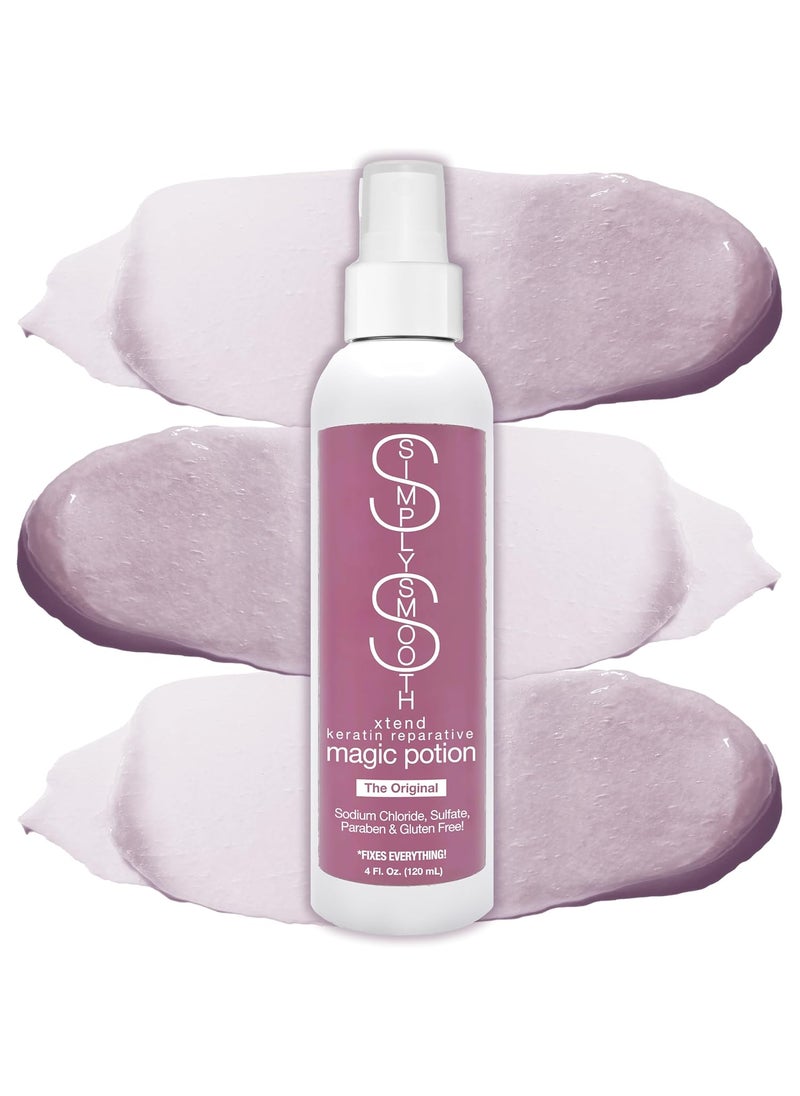 SIMPLY SMOOTH Simply Smooth Xtend Keratin Reparative Magic Potion Original Leave In Conditioner Detangler  Heat Protection Styling Spray Repair  Reduce Breakage Color Safe  Sodium Chloride Free 4 Oz 