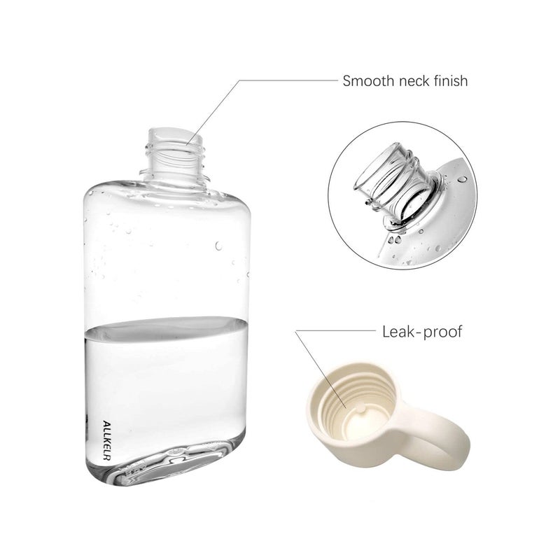 ALLKELR Portable Flat Water Bottle  BPA Free Tritan Plastic Travel Water Bottle for Camping  Fitness  Outdoor Sports  Fits Purse and Pocket (White  16.9 oz) - Image 4