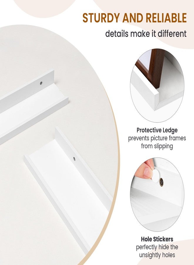 Axeman Picture Ledge Shelf, Floating Shelves for Wall Decor Storage Set of 6, 16 inch Floating Wall Mounted Shelves, Wall Shelves with Lip for Living Room, Bedroom, Nursery, Bathroom, Kitchen, White - Image 4