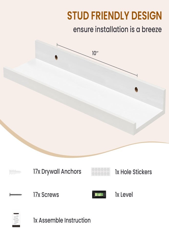 Axeman Picture Ledge Shelf, Floating Shelves for Wall Decor Storage Set of 6, 16 inch Floating Wall Mounted Shelves, Wall Shelves with Lip for Living Room, Bedroom, Nursery, Bathroom, Kitchen, White - Image 5